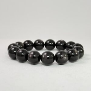 Natural Hypersthene Bracelet with dark metallic polished beads for Focused Will & Magnet Wealth.