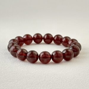 Natural Red Garnet Bracelet with deep red polished beads for Life Force & Fearless Spirit.