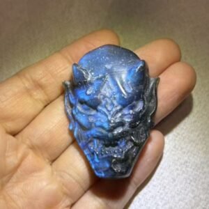 Labradorite Mask & Skull — The Gaze Beyond Illusion